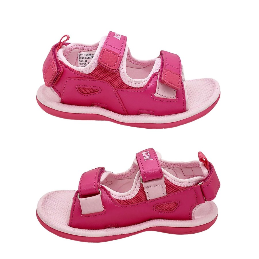 Kids Activ Sandals | Activ Echo Little Girls Surf Sandals Triple Adjustment Flexible Light Easy Clean Fuchsia