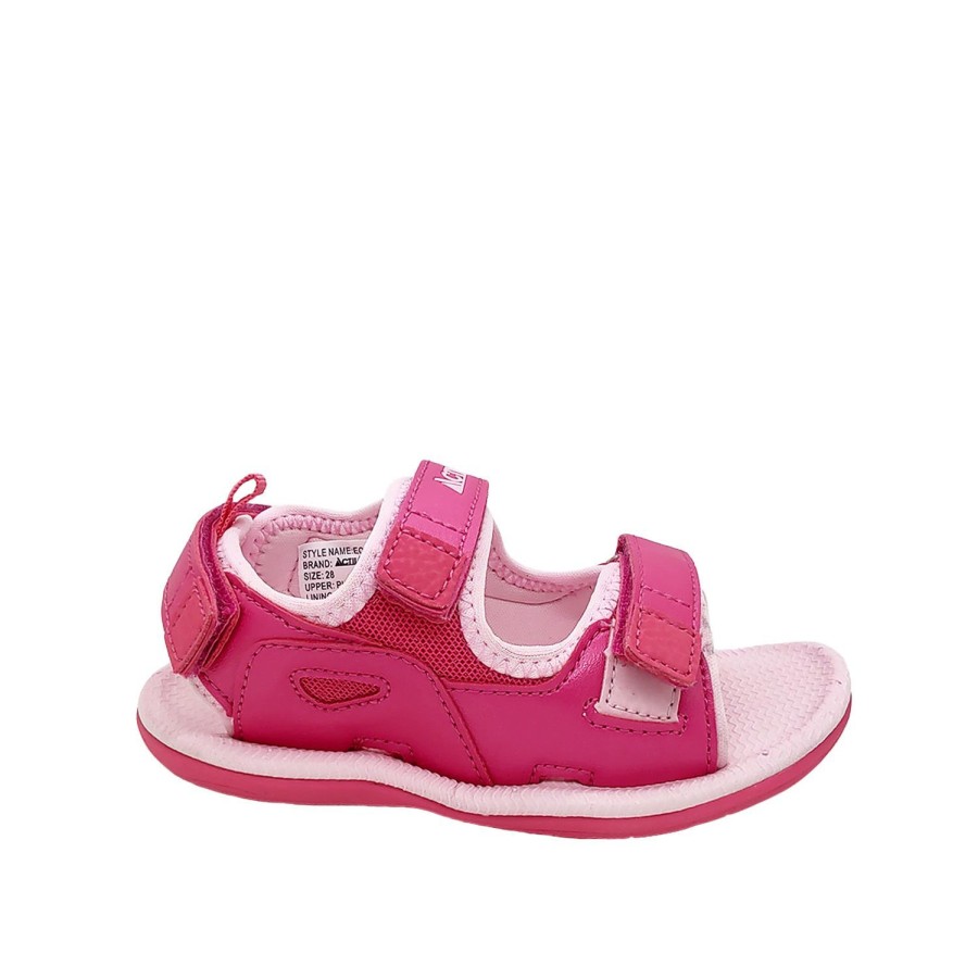 Kids Activ Sandals | Activ Echo Little Girls Surf Sandals Triple Adjustment Flexible Light Easy Clean Fuchsia