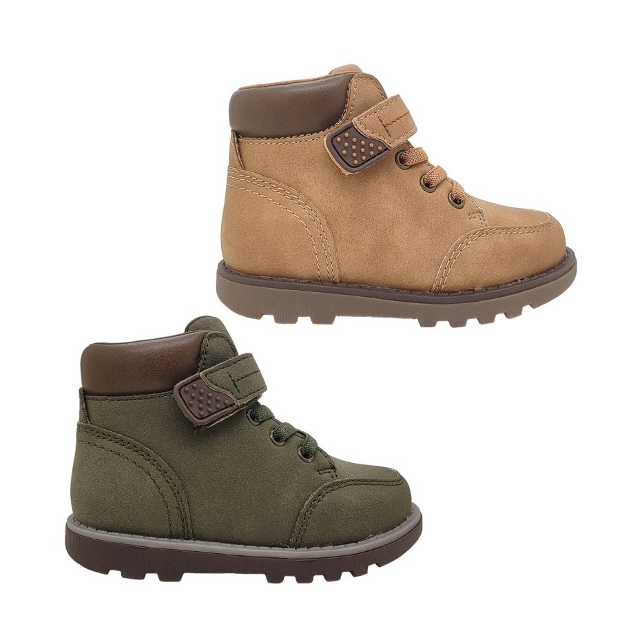 Kids Grosby Boots | Grosby Henrib Little Boys Ankle Boots Strap Elastic Laces Padded Collar