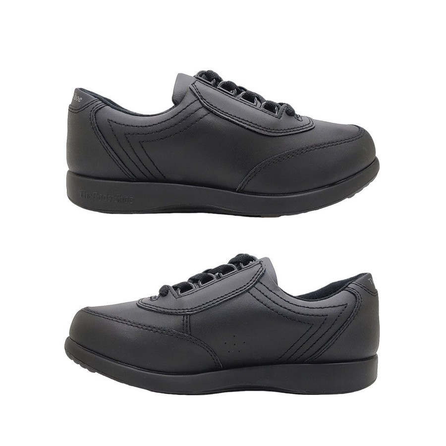 Women Hush Puppies | Hush Puppies Classic Walker Ladies Shoes Leather Lace Up Wide Fit Comfort Shoe Black