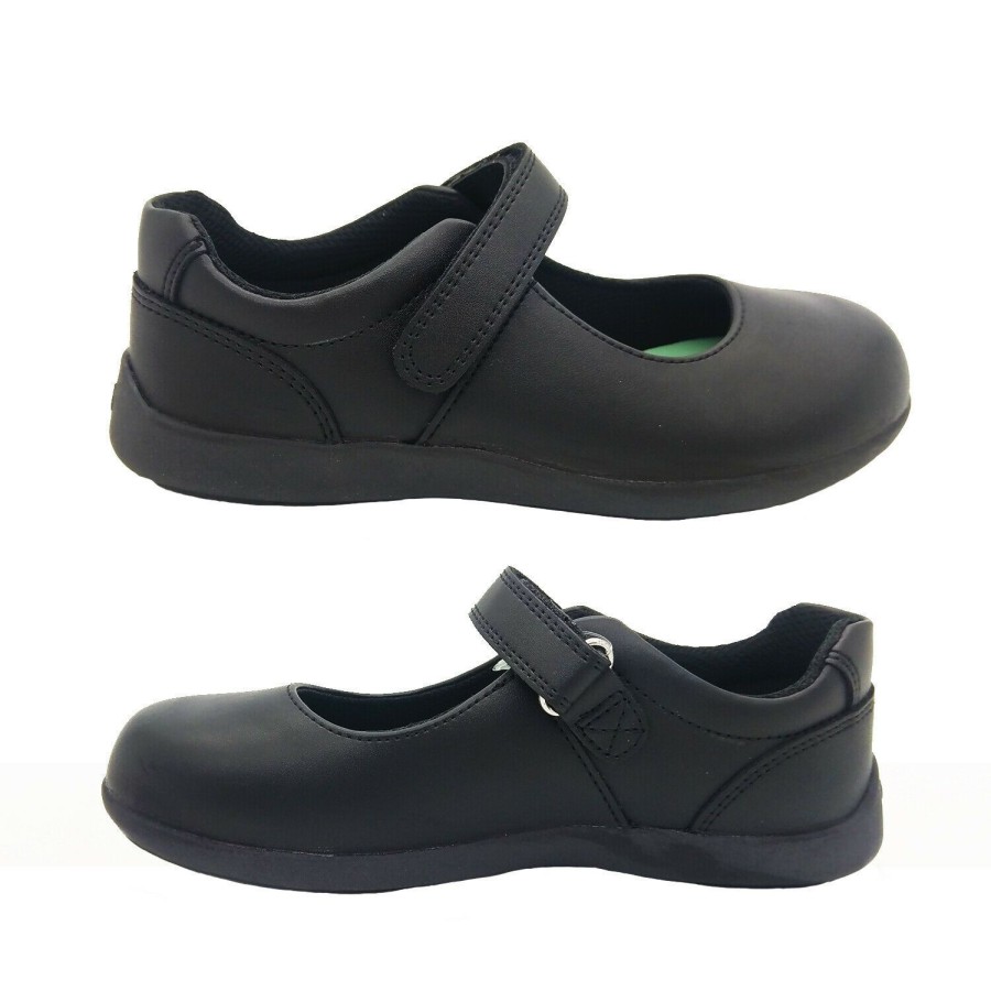 Kids Grosby Casual | Girls Shoes Grosby Daisy Jnr Black Leather Mary Jane School Shoe New Sizes 10-5 Zebra Print