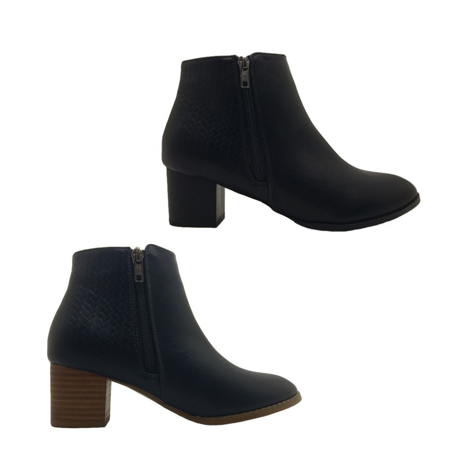 Women Step on Air | Step On Air Ellen Ladies Ankle Boot Zip Sides Pattern Back Mid Heel Comfy