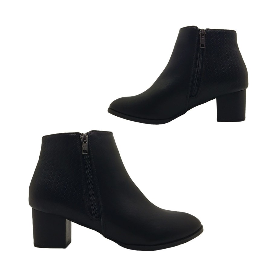 Women Step on Air | Step On Air Ellen Ladies Ankle Boot Zip Sides Pattern Back Mid Heel Comfy