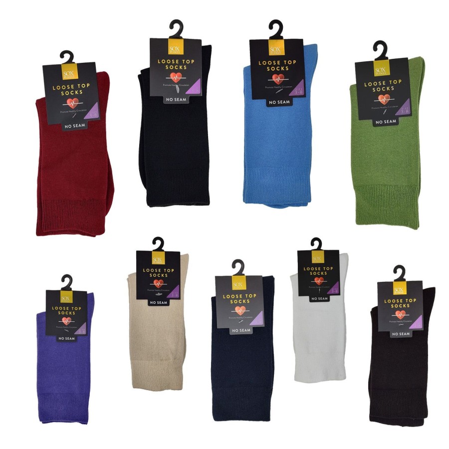 Accessories Sox By Angus | Sox By Angus Ladies Loose Top Seam Free Soft Cotton Socks Single Pairs