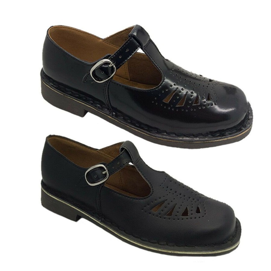 Kids Wilde Casual | Girls School Shoes Wilde Junior Jenny Leather T Bar Classic Buckle Sizes 9-2